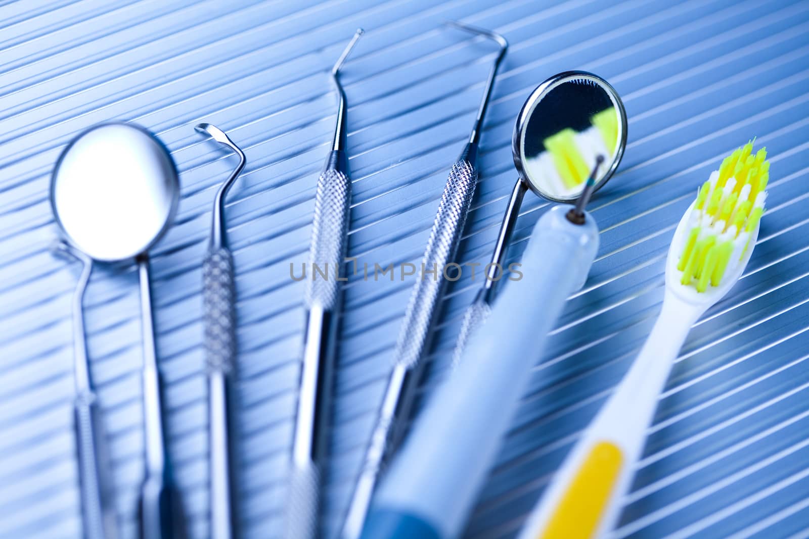 Dental Tools set, bright colorful tone concept