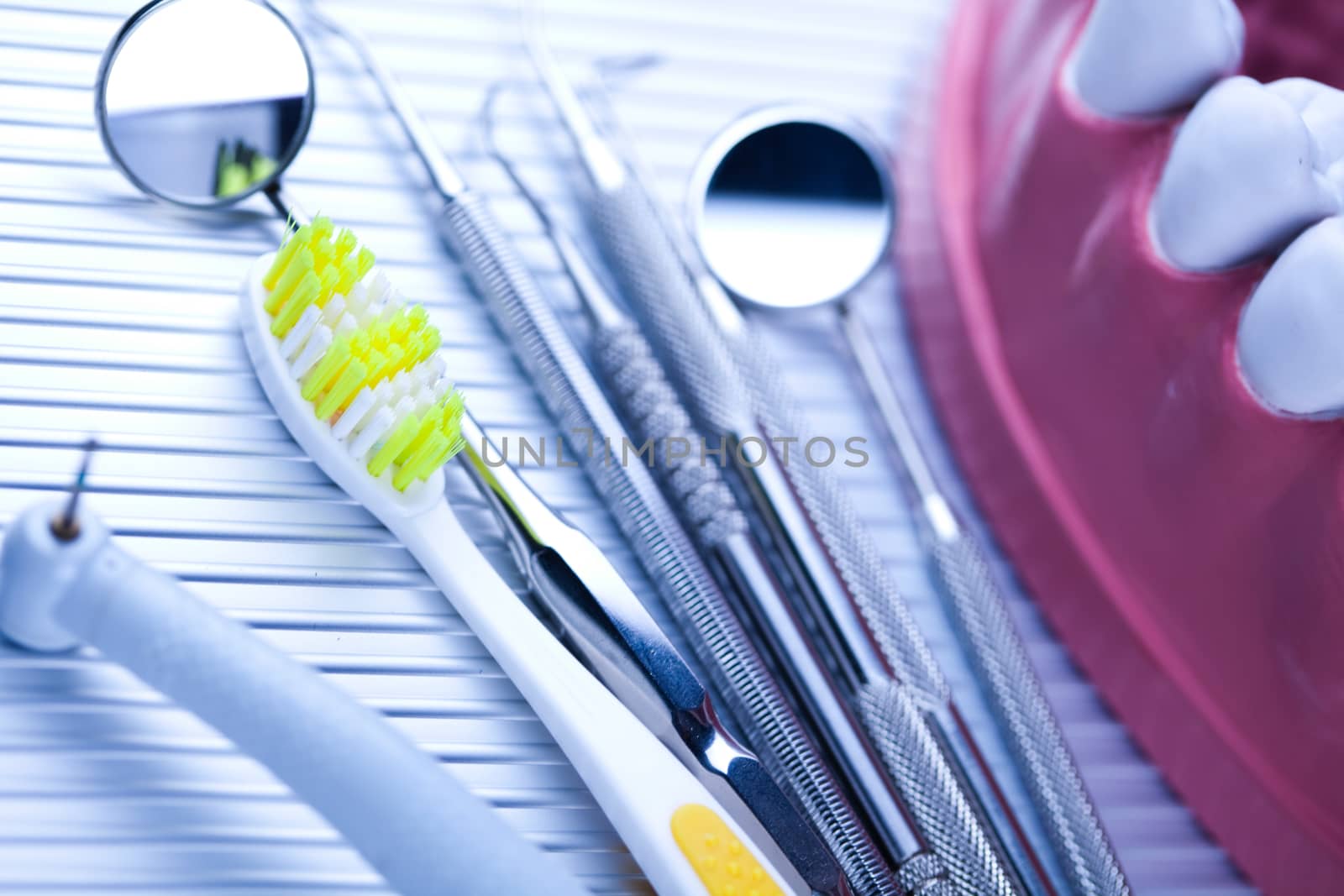 Dental Tools set, bright colorful tone concept