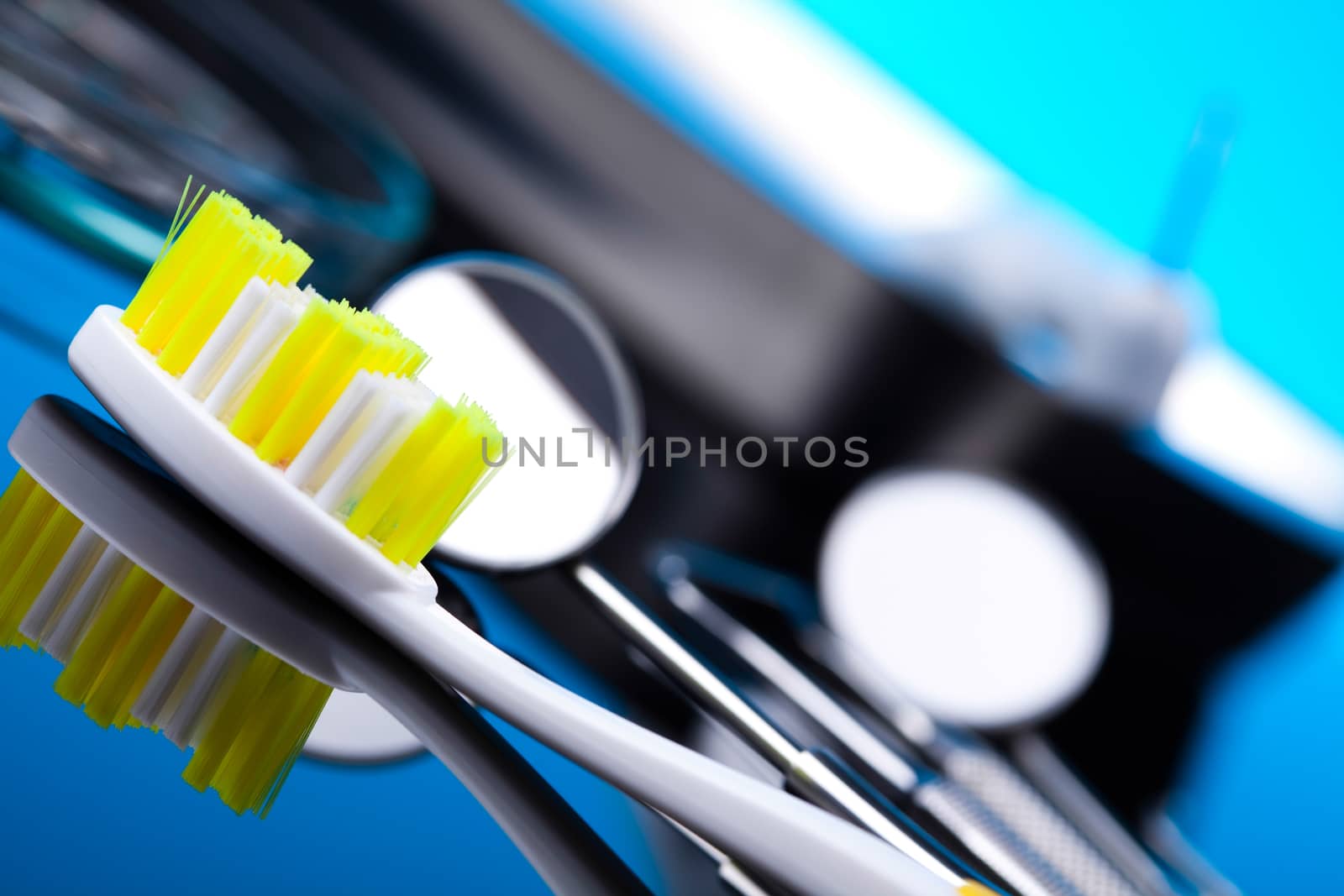 Dental equipment, bright colorful tone concept