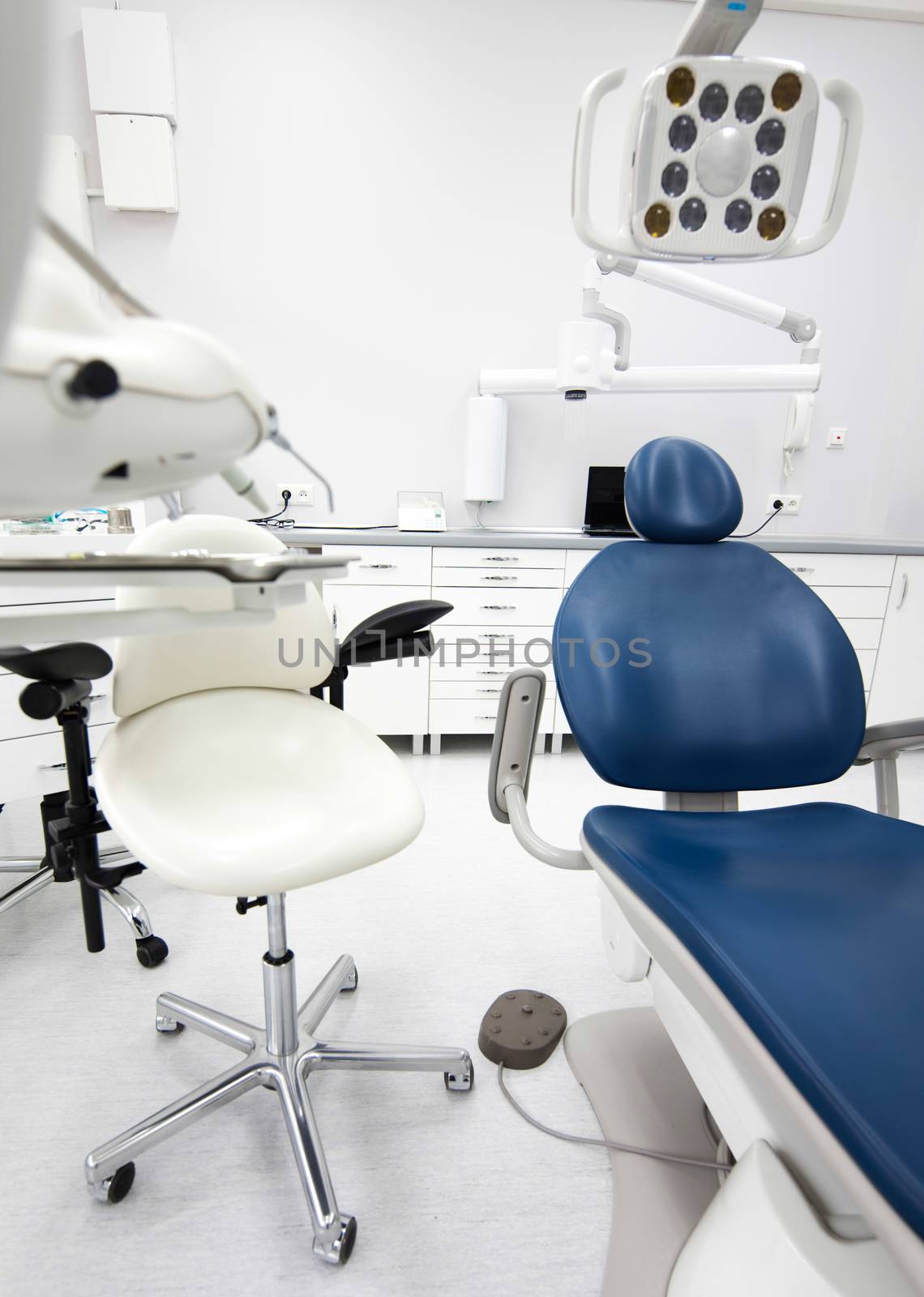 Dental clinic interior, bright colorful tone concept