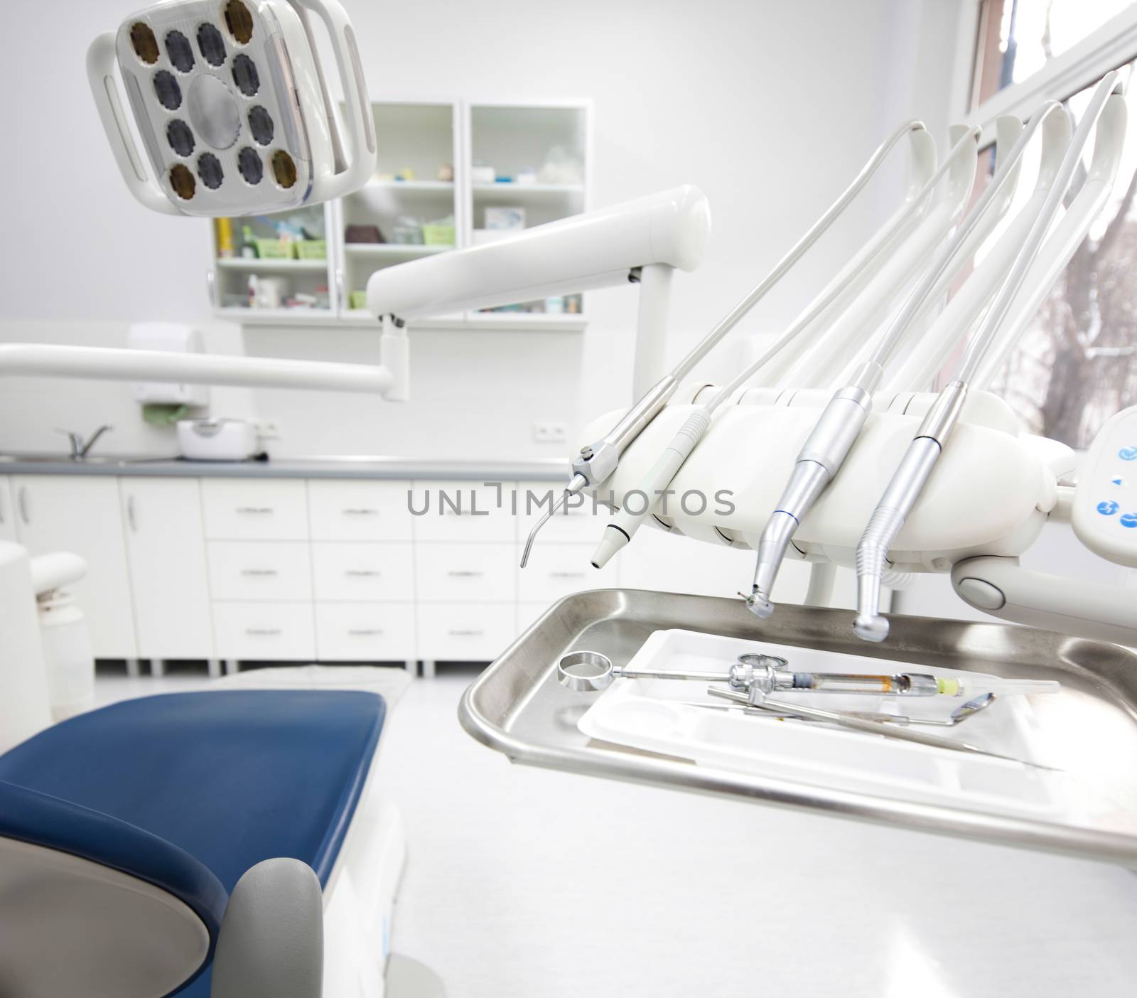 Dental clinic interior, bright colorful tone concept