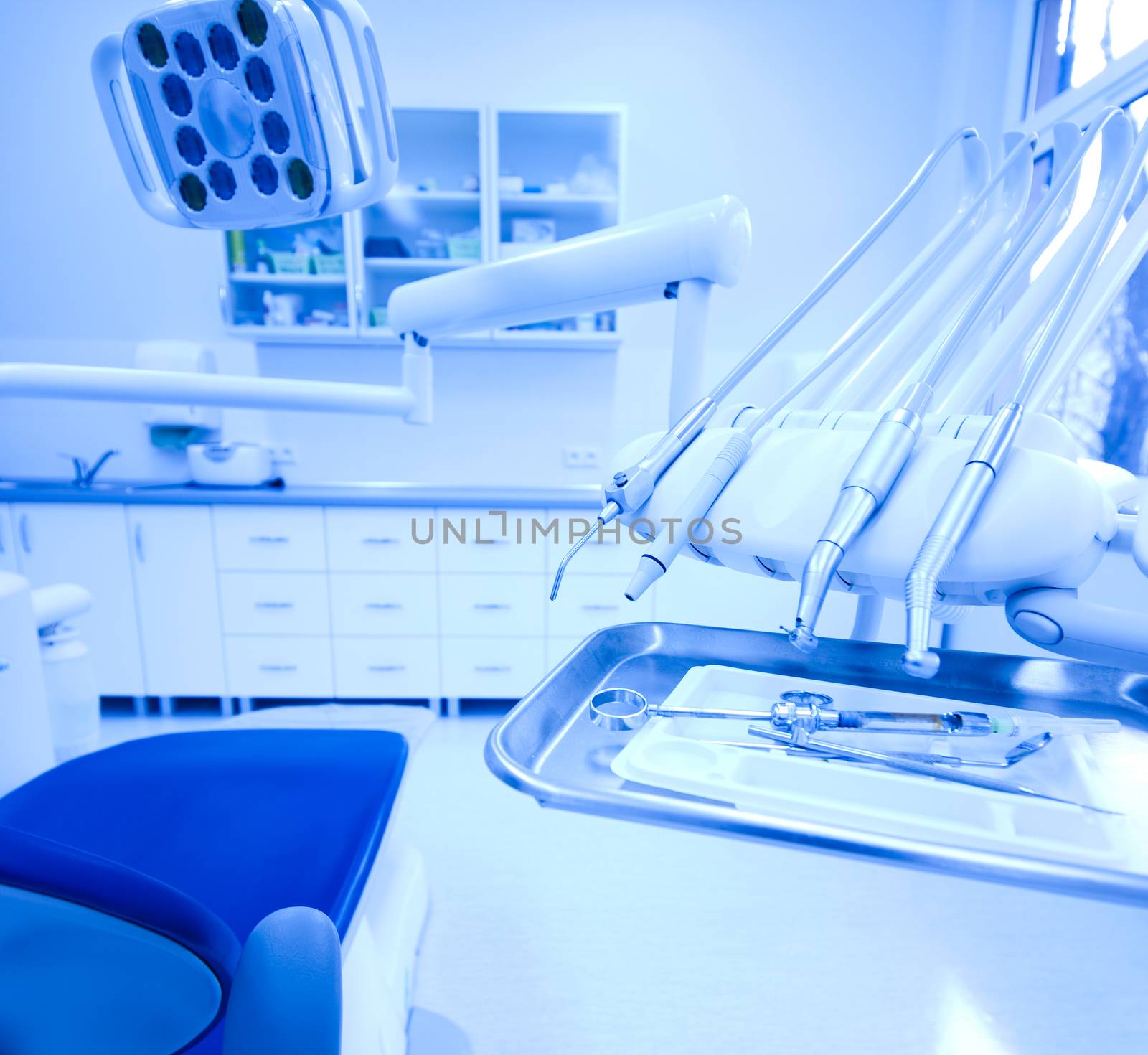 Dental clinic interior, bright colorful tone concept