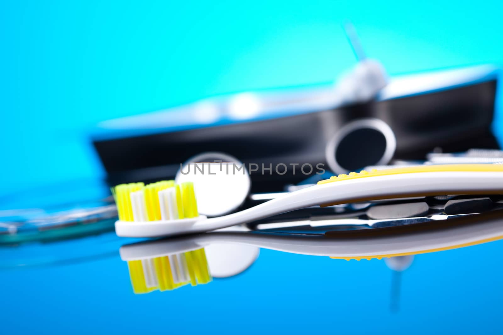 Dental equipment, bright colorful tone concept
