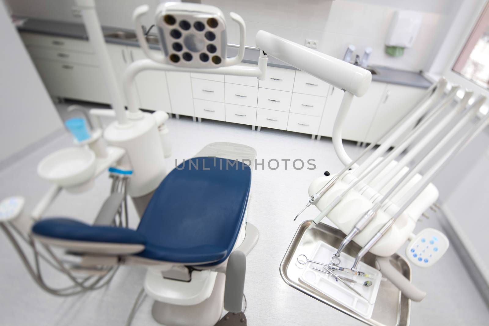 Dental office, equipment, bright colorful tone concept