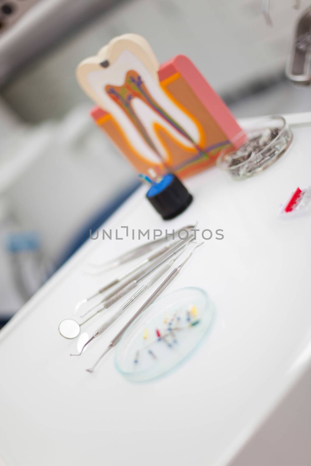 Dentist office, equipment, bright colorful tone concept by JanPietruszka