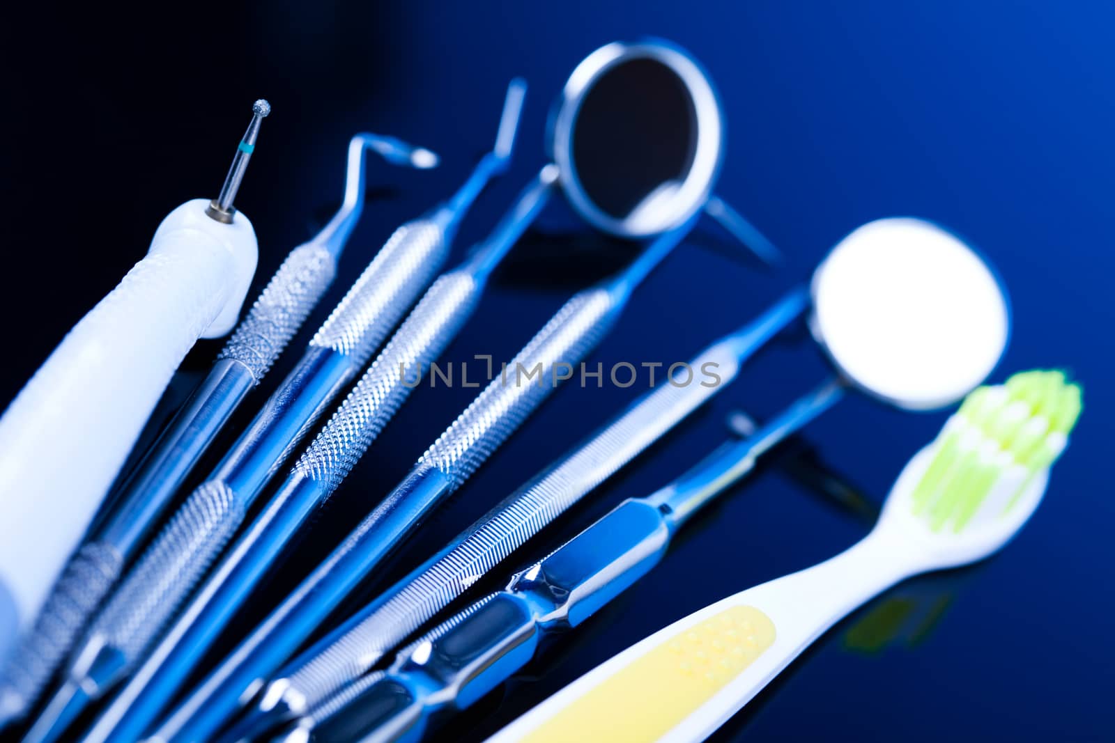 Stomatology equipment, bright colorful tone concept