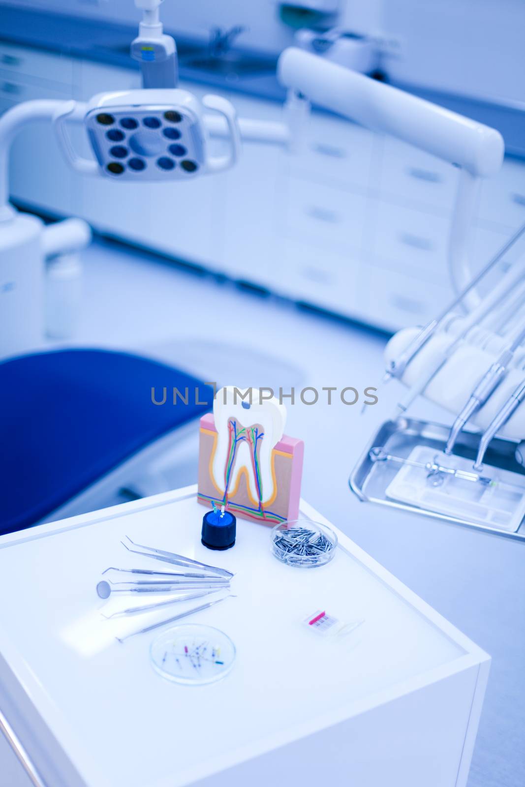 Dentist office, equipment, bright colorful tone concept