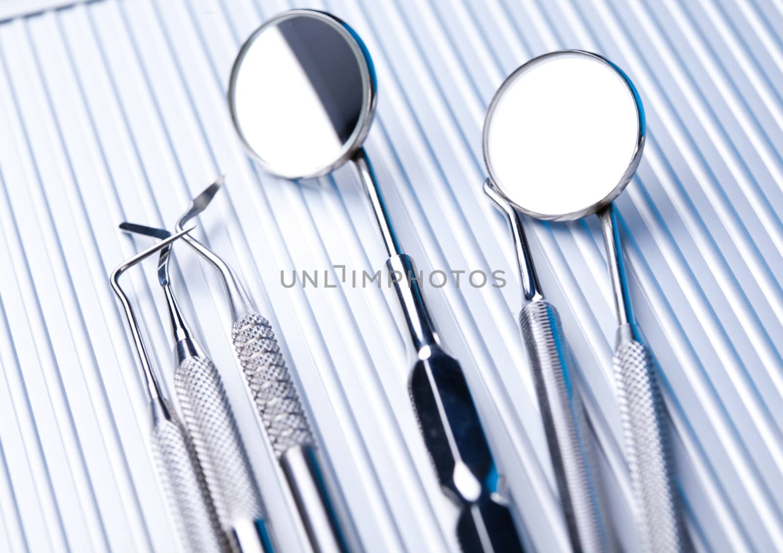 Dental tools, bright colorful tone concept