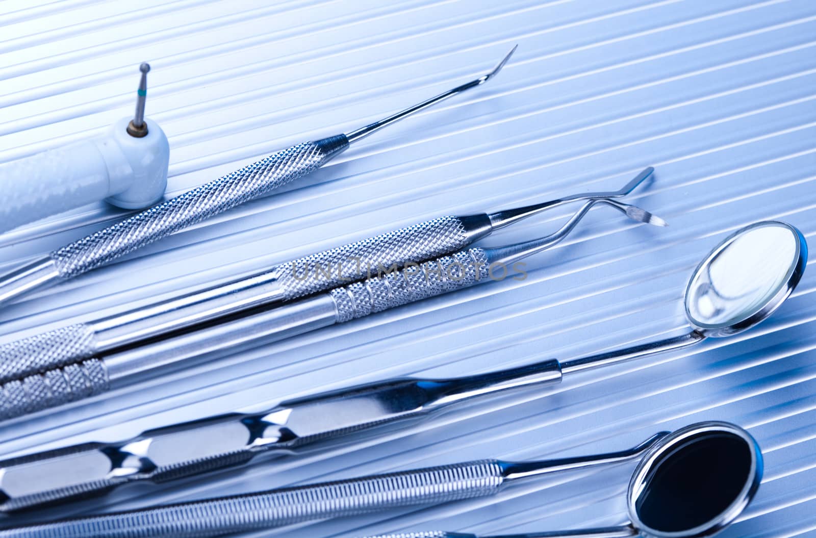 Dental tools, bright colorful tone concept