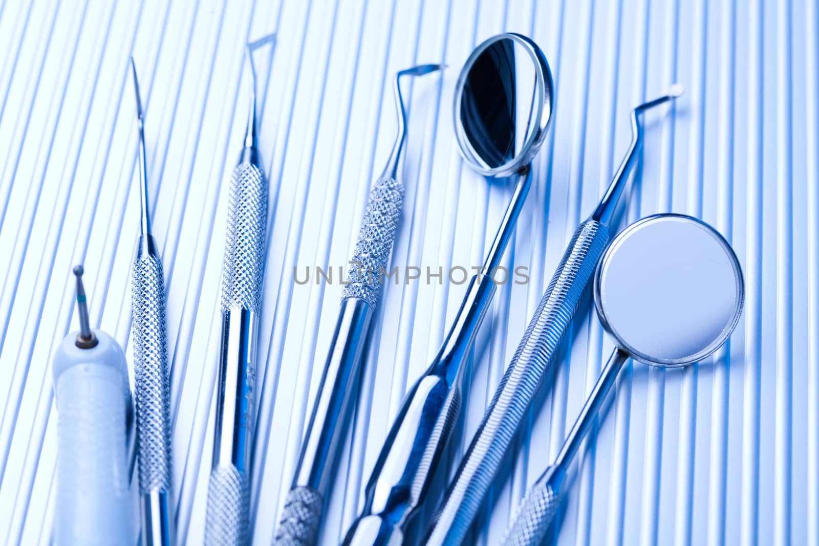 Dental tools, bright colorful tone concept