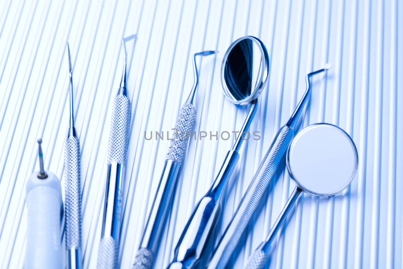 Dental tools, bright colorful tone concept