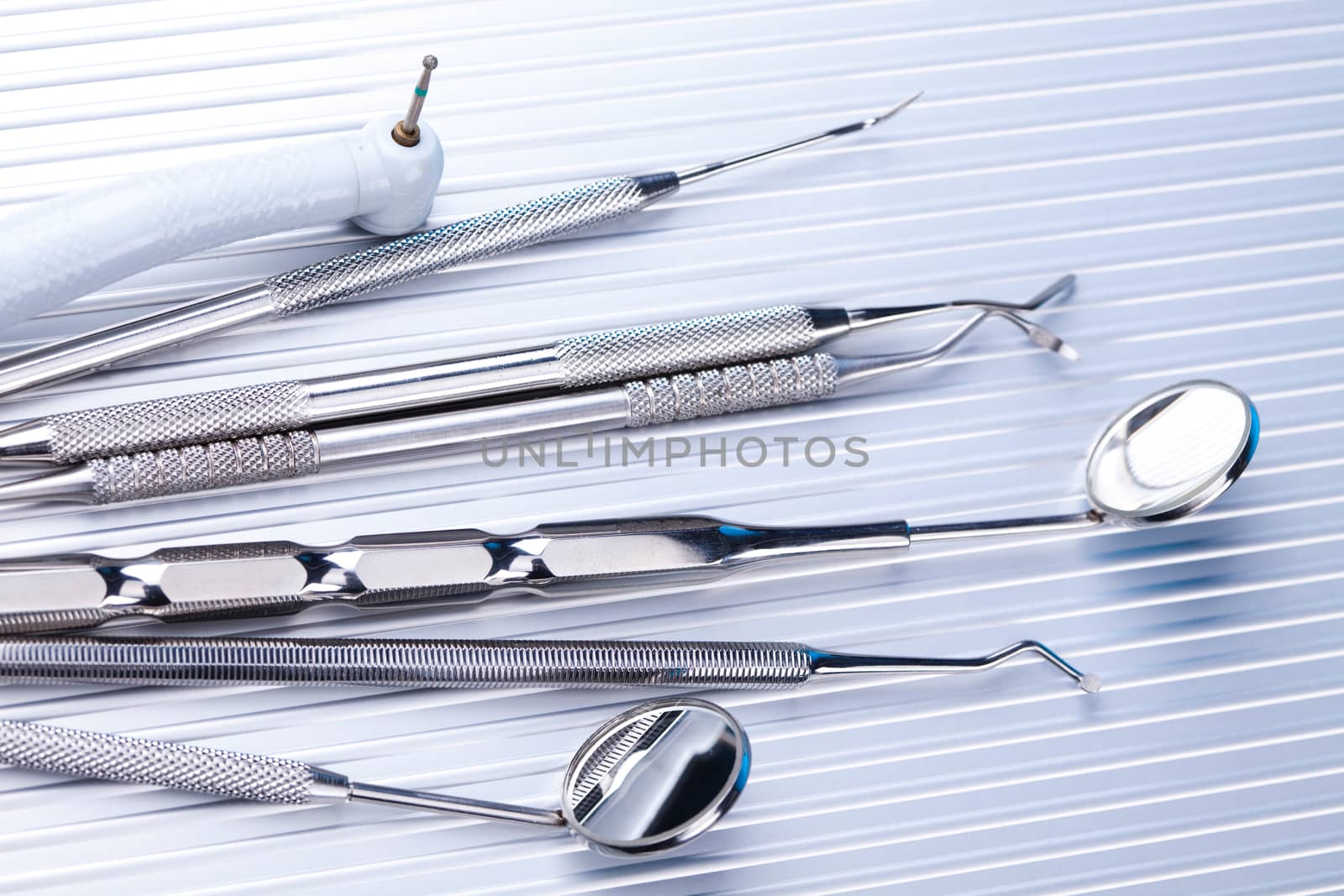 Dental tools, bright colorful tone concept