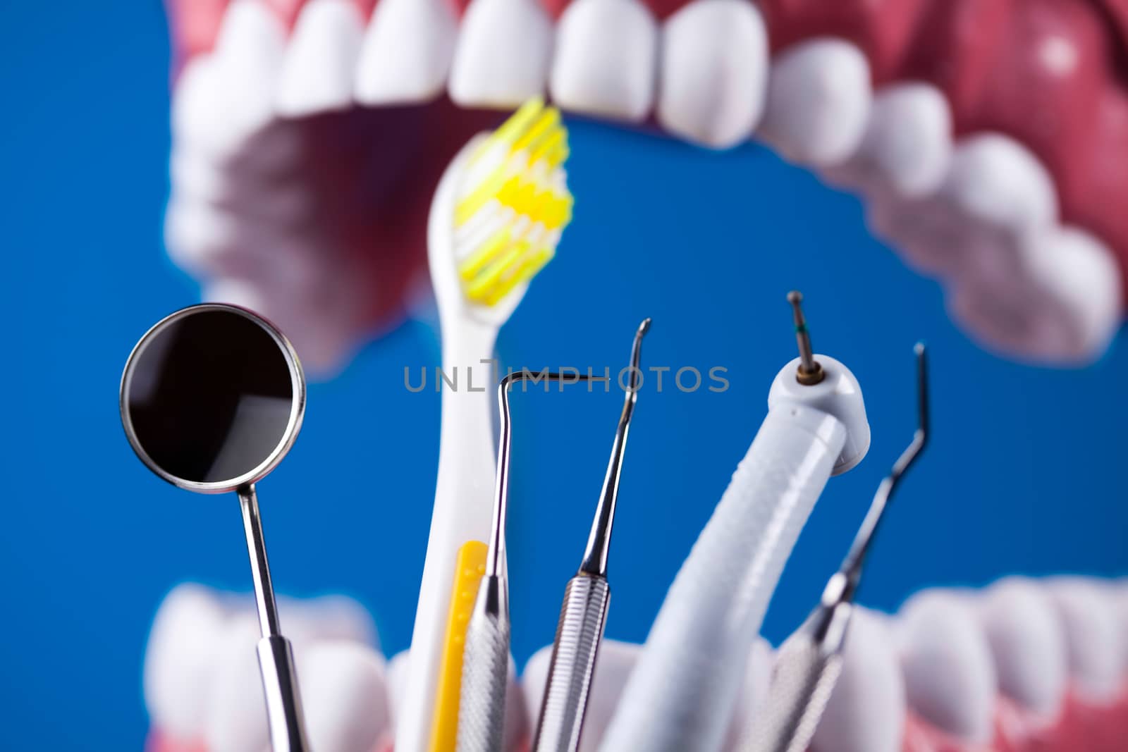 Dental Tools set, bright colorful tone concept