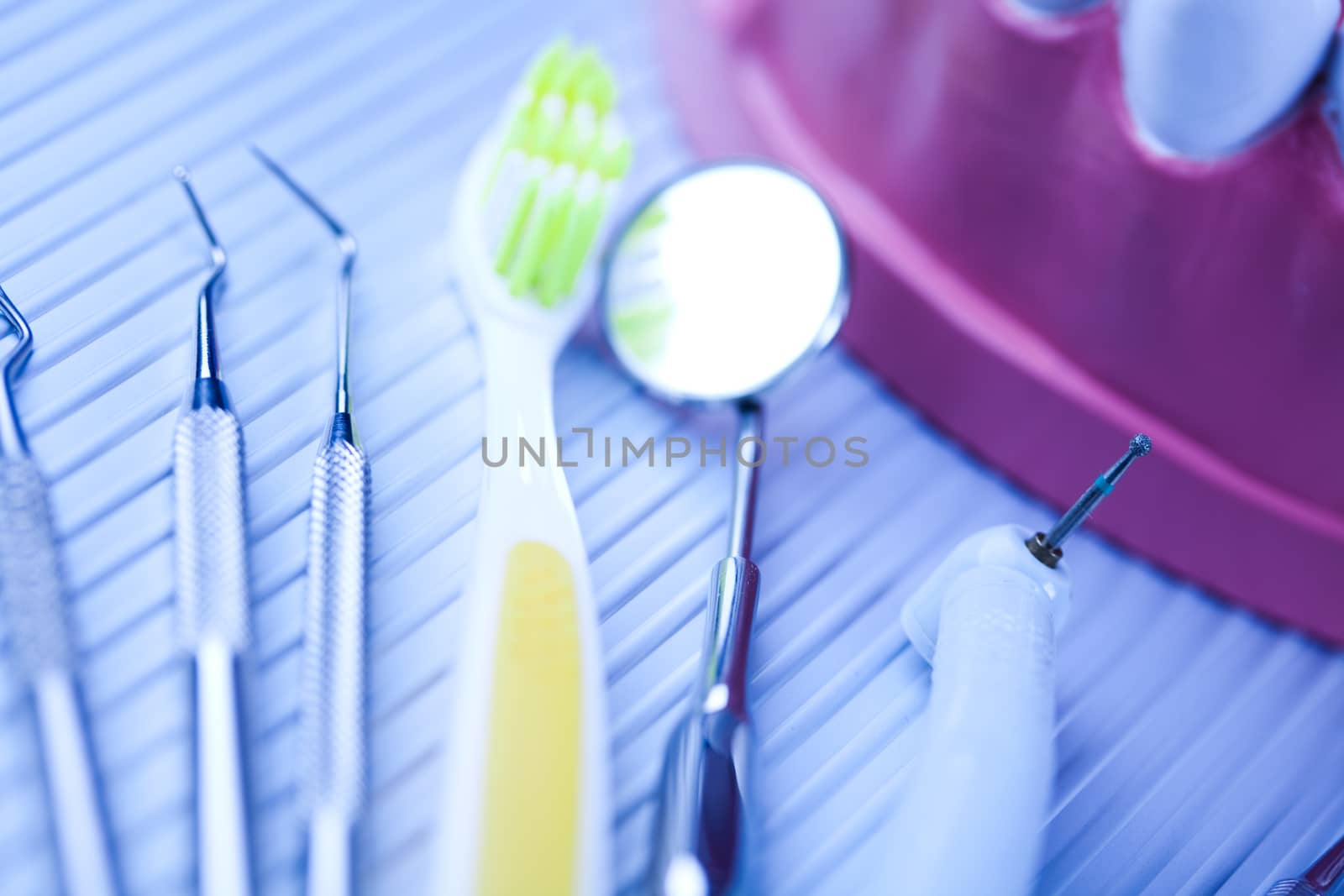 Dental Tools set, bright colorful tone concept