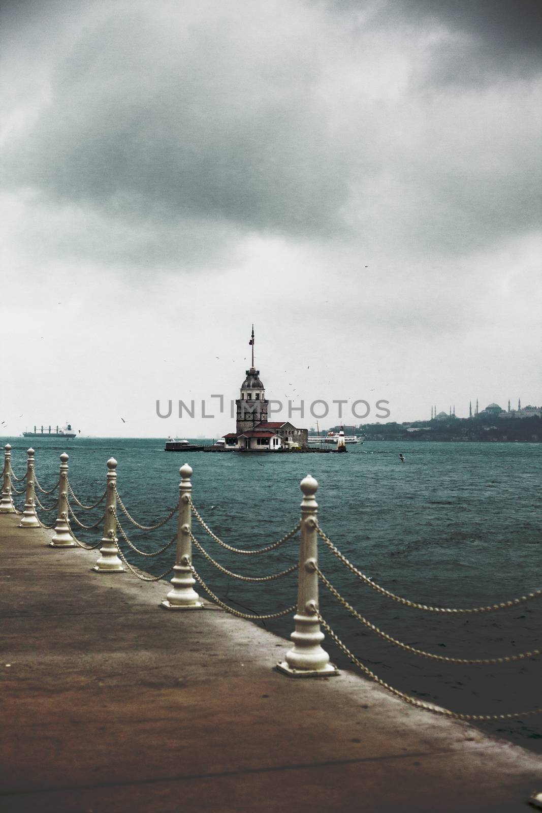 Maiden Tower in a cold day from Uskudar