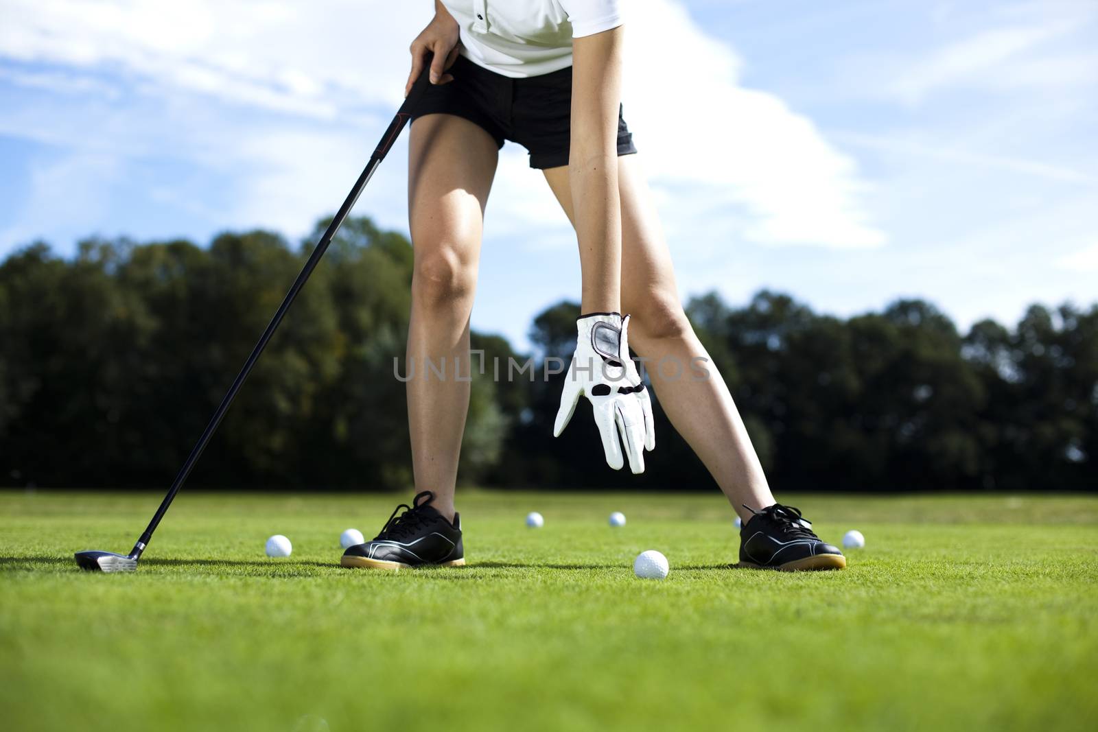 Thumbs up on golf, bright colorful vivid theme by JanPietruszka