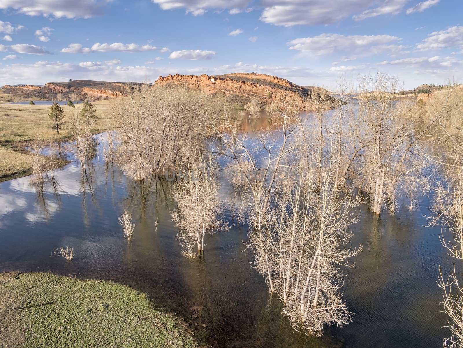 Horsetooth Reservoir aerial landscape by PixelsAway