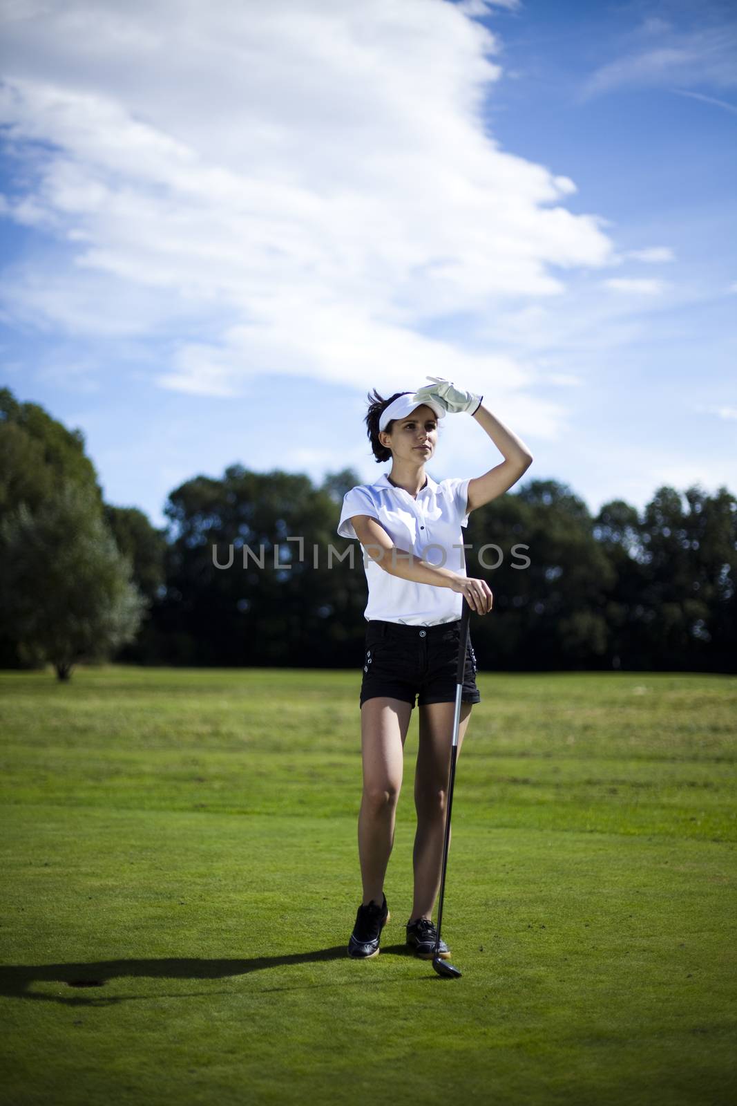 Thumbs up on golf, bright colorful vivid theme by JanPietruszka