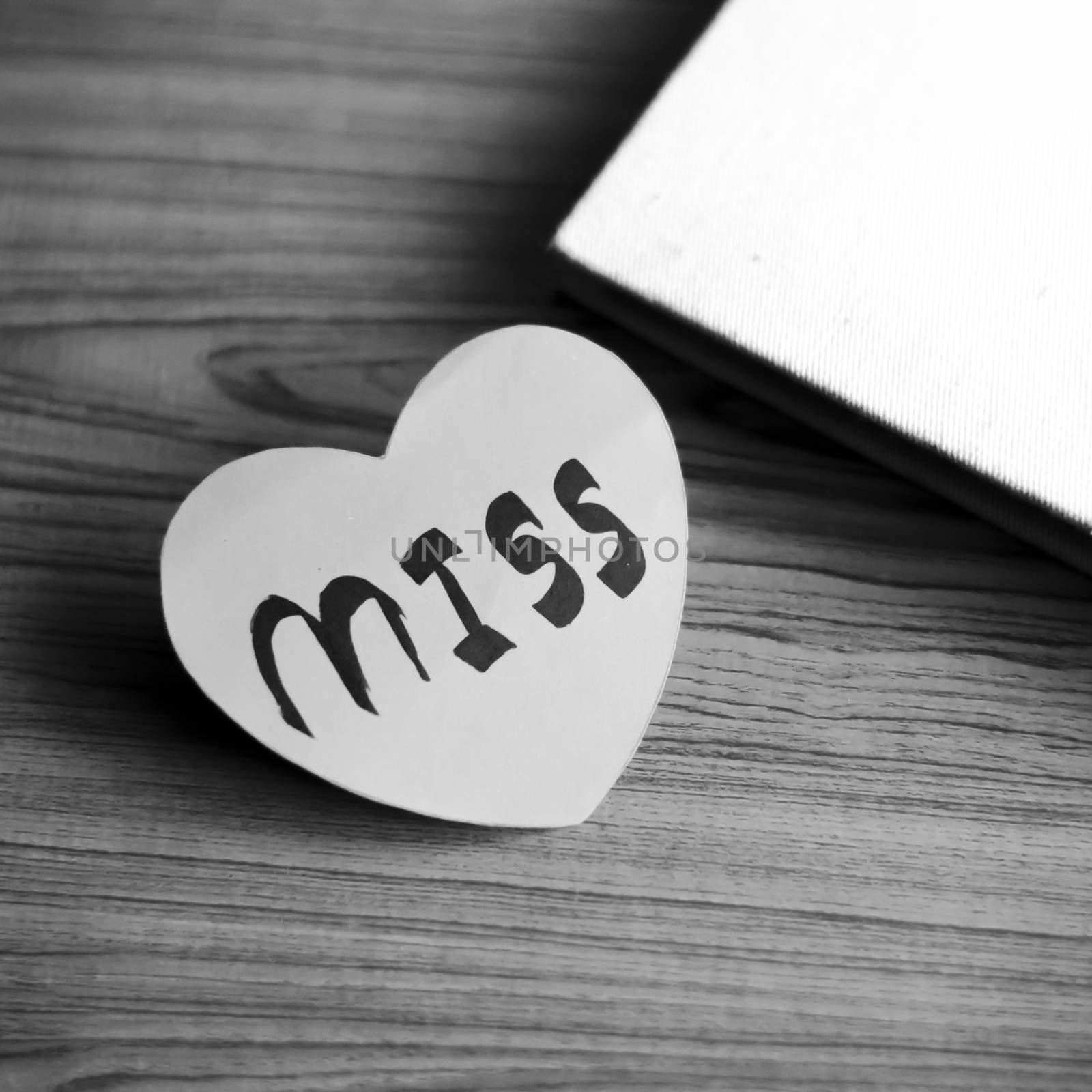 black and white paper heart write miss word word word