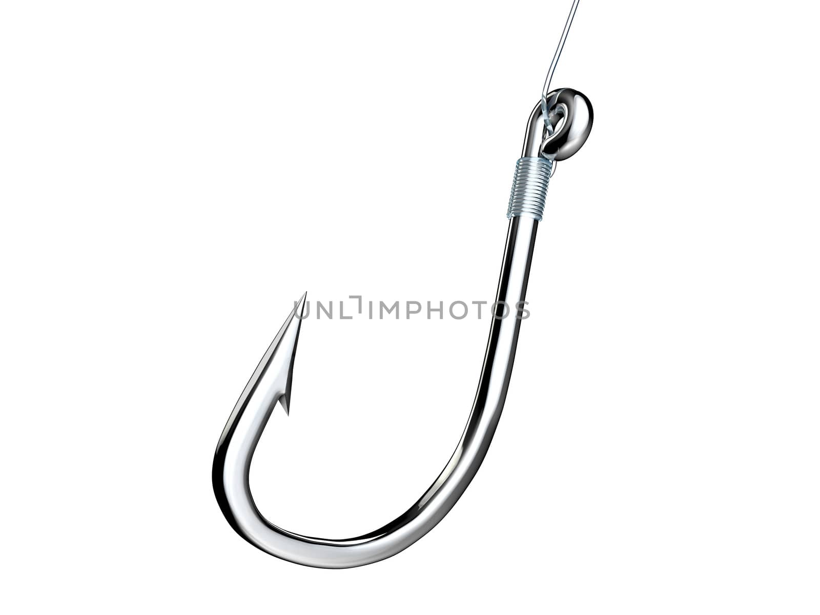 Metal fishing hook isolated on white background