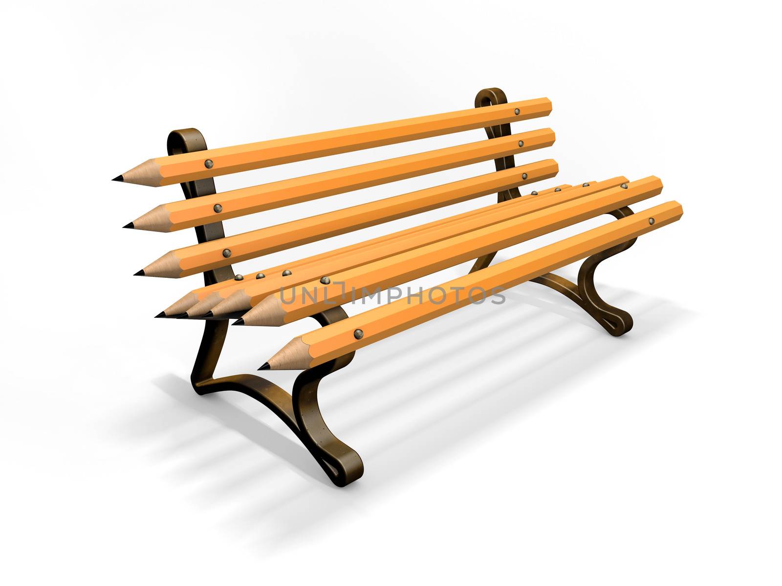 Pencil bench isolated on white