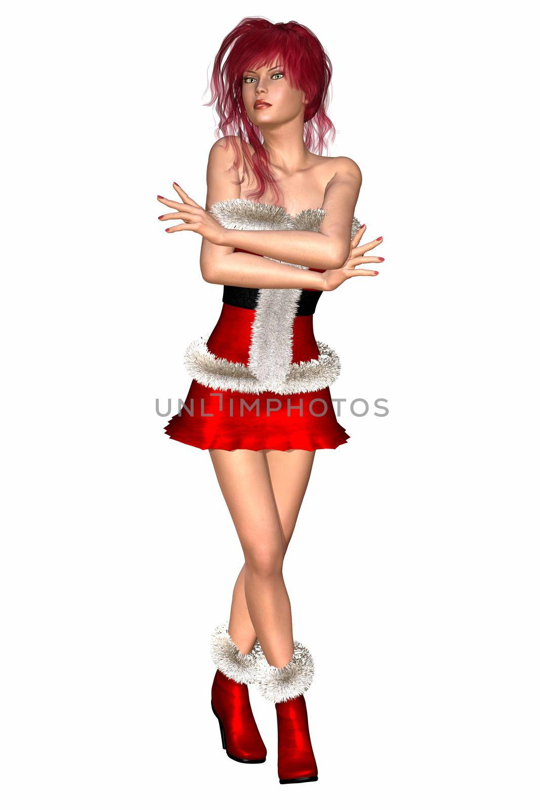 Digital Illustration of a Woman in Christmas Dress by 3quarks