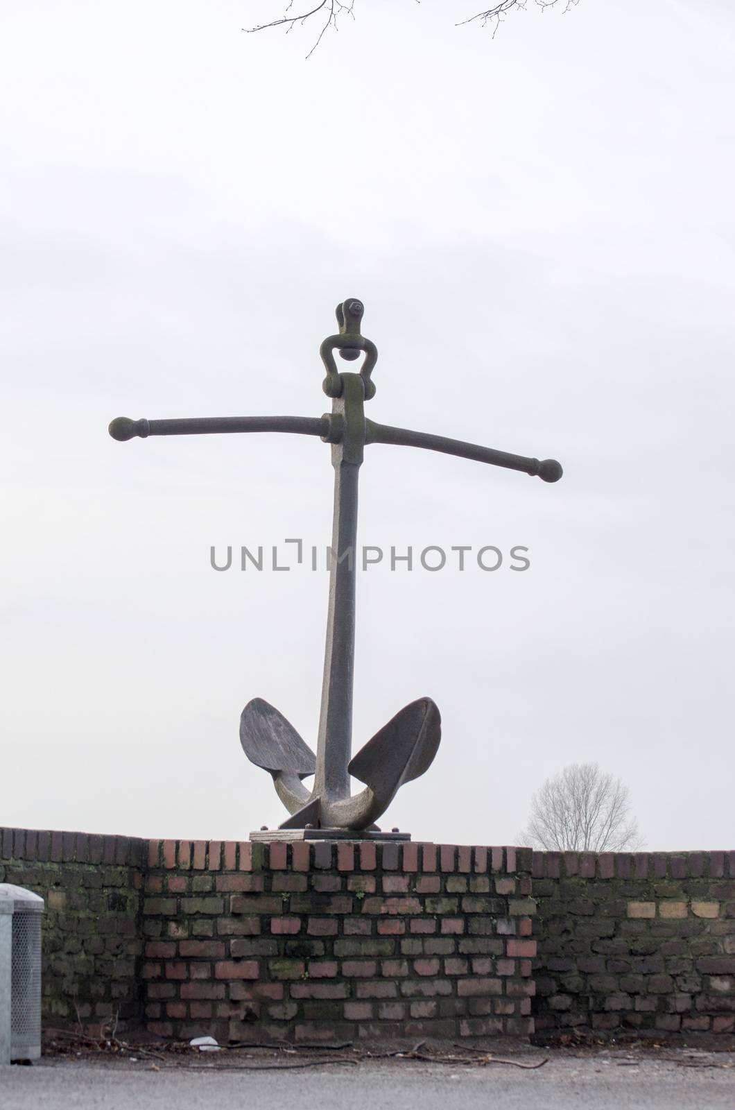 Anchor on a wall. Inclusion in Dusseldorf Kaiserswerth.