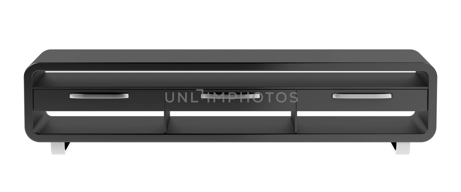 Black tv stand isolated on white background