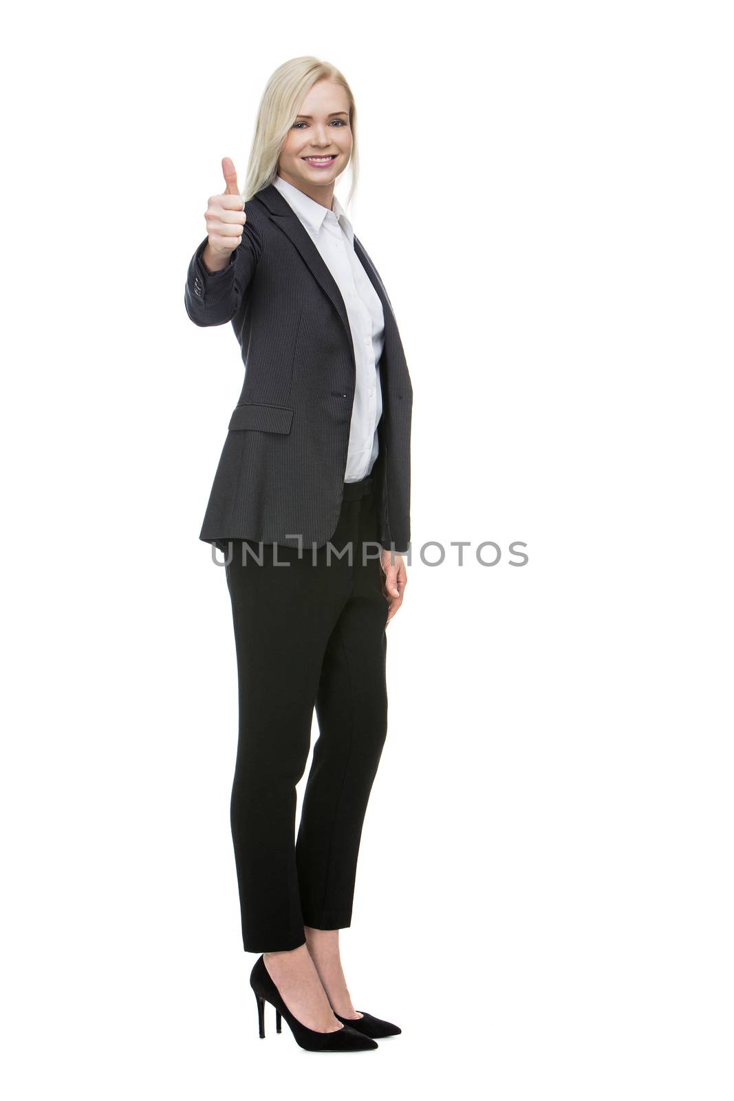 businesswoman thumb up by Flareimage