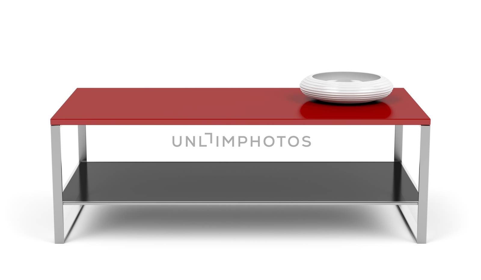 Red coffee table on white background