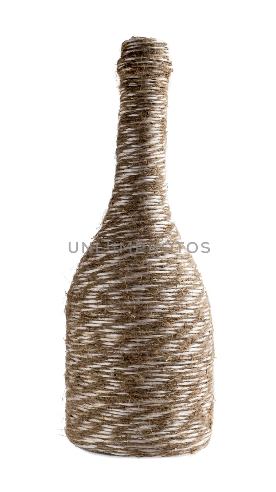 Bottle braided with flax rope for very expensive wines