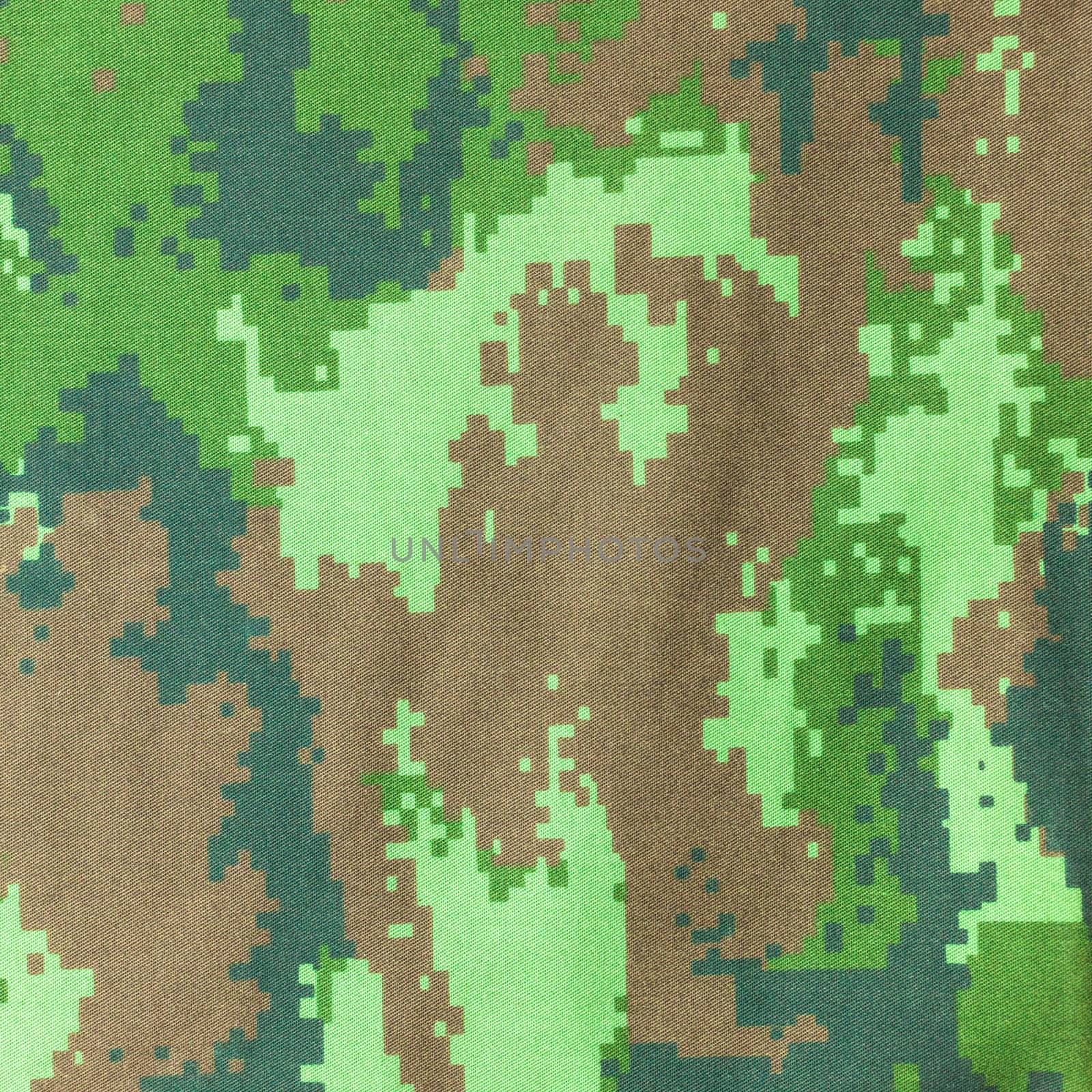 Digital graphic military camouflage fabric background texture .