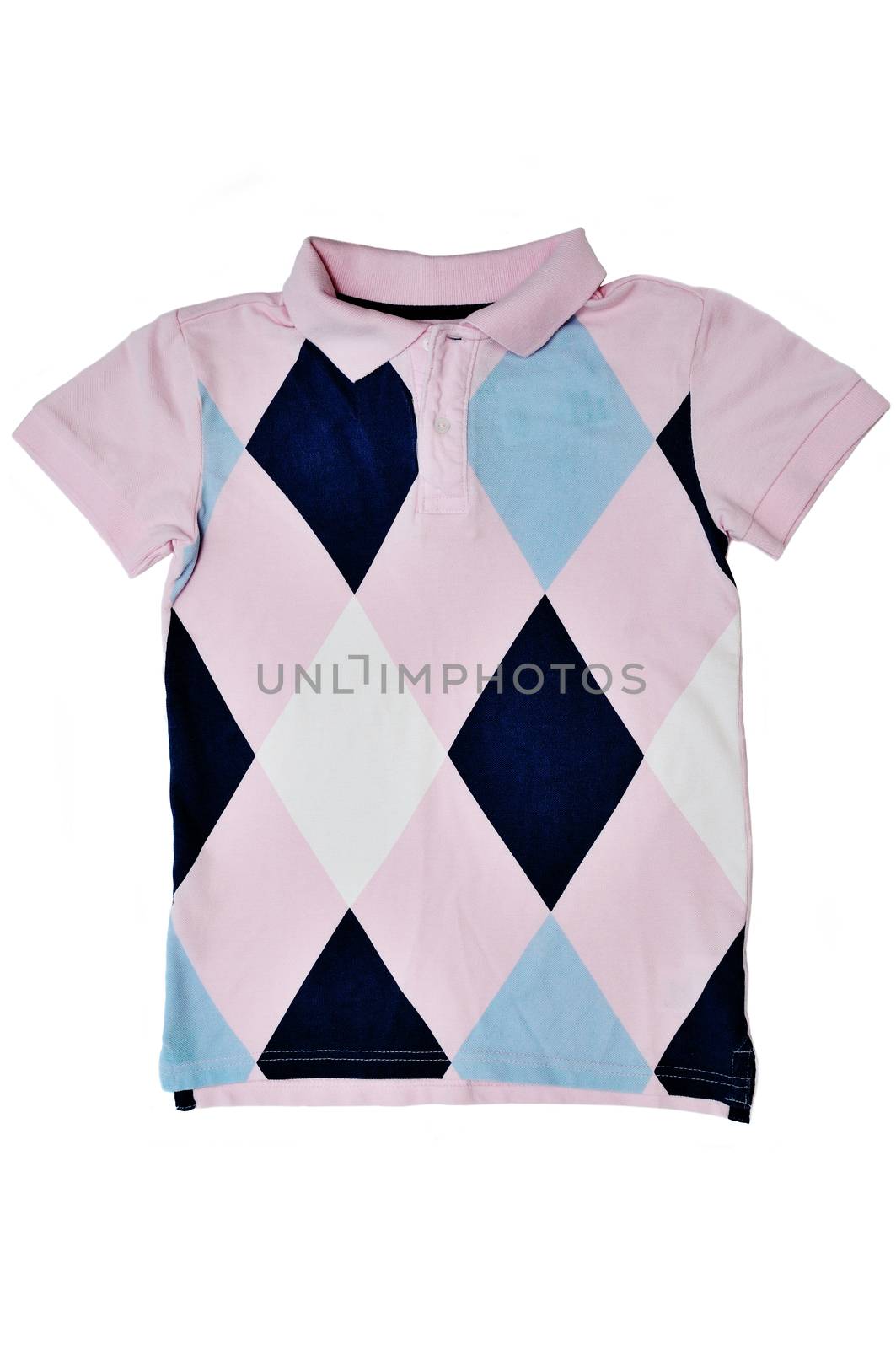 pink polo shirt with rhombus  over the white background
