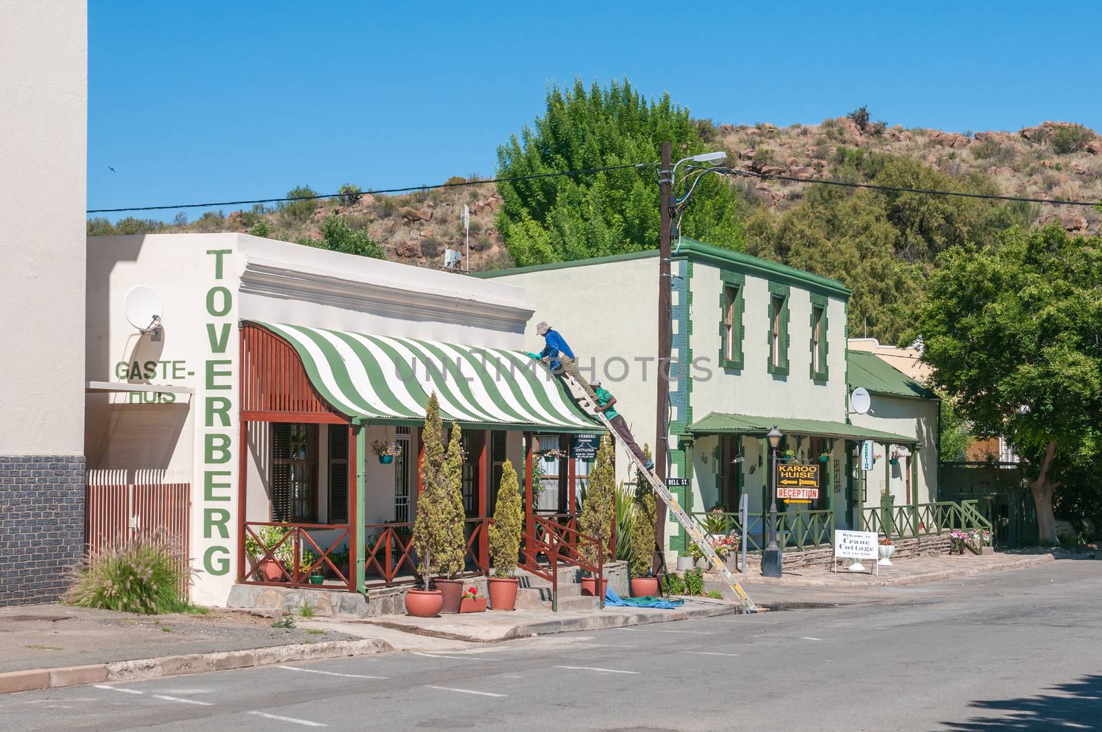 COLESBERG, SOUTH AFRICA - DECEMBER 1, 2014: Historic buildings in early Karoo architectural style