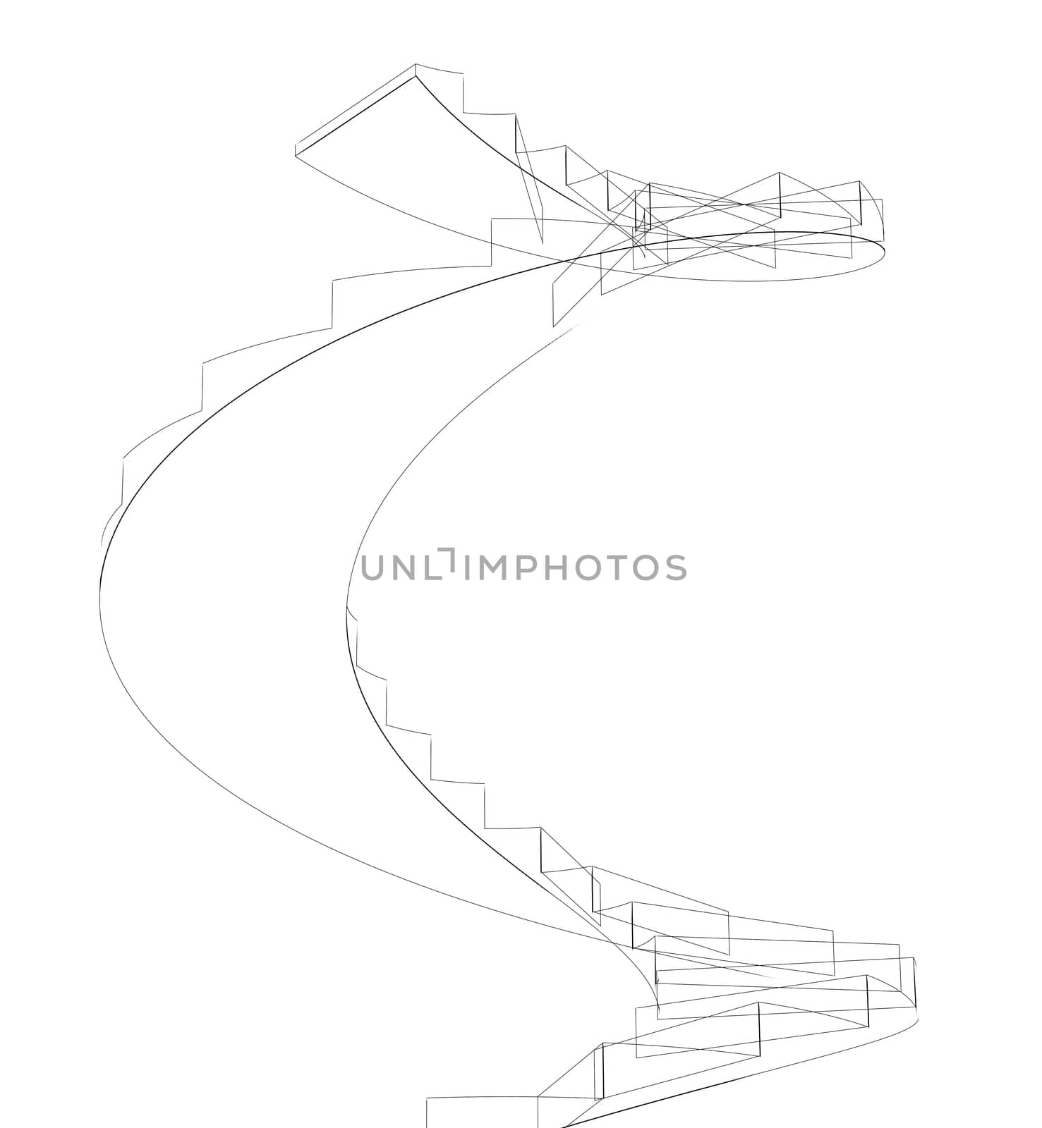 Wire-frame spiral stairs. Isolated by cherezoff