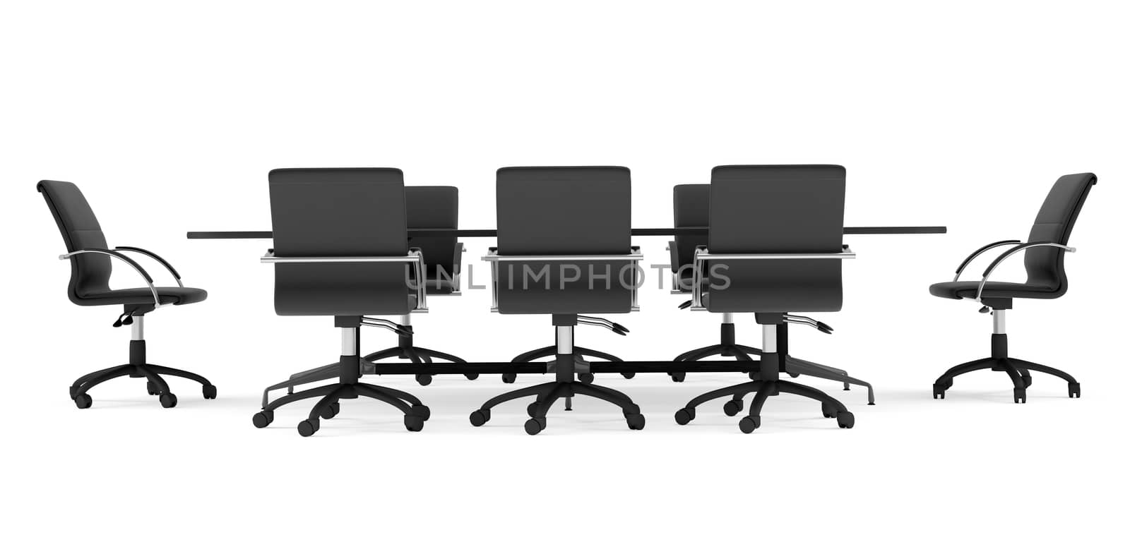 Business conference table with chairs. Isolated render on white background
