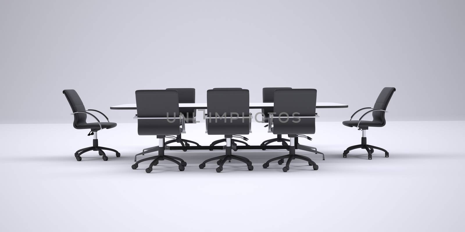 Conference table and black office chairs by cherezoff