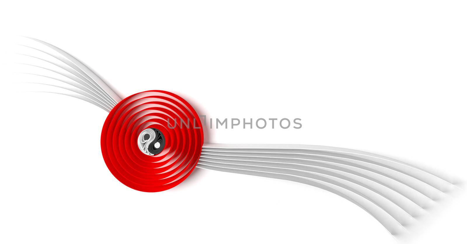 Japan abstract design element with red circle and Ying Yang symbol