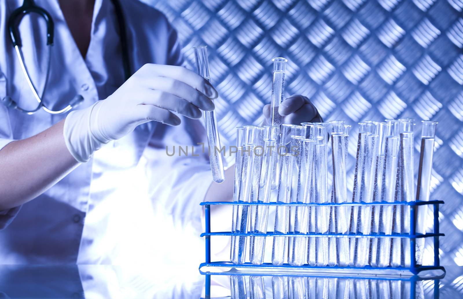 Biotechnology, Chemical laboratory glassware, bio organic modern concept by JanPietruszka