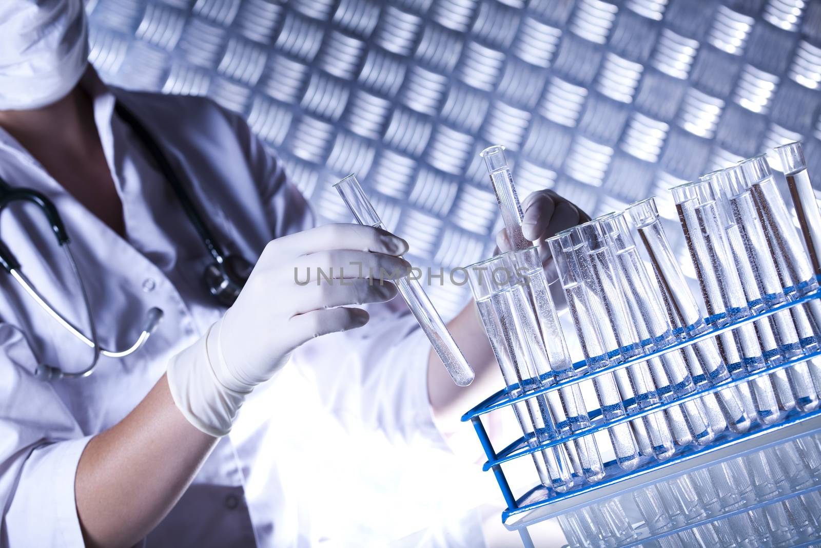 Biotechnology, Chemical laboratory glassware, bio organic modern concept
