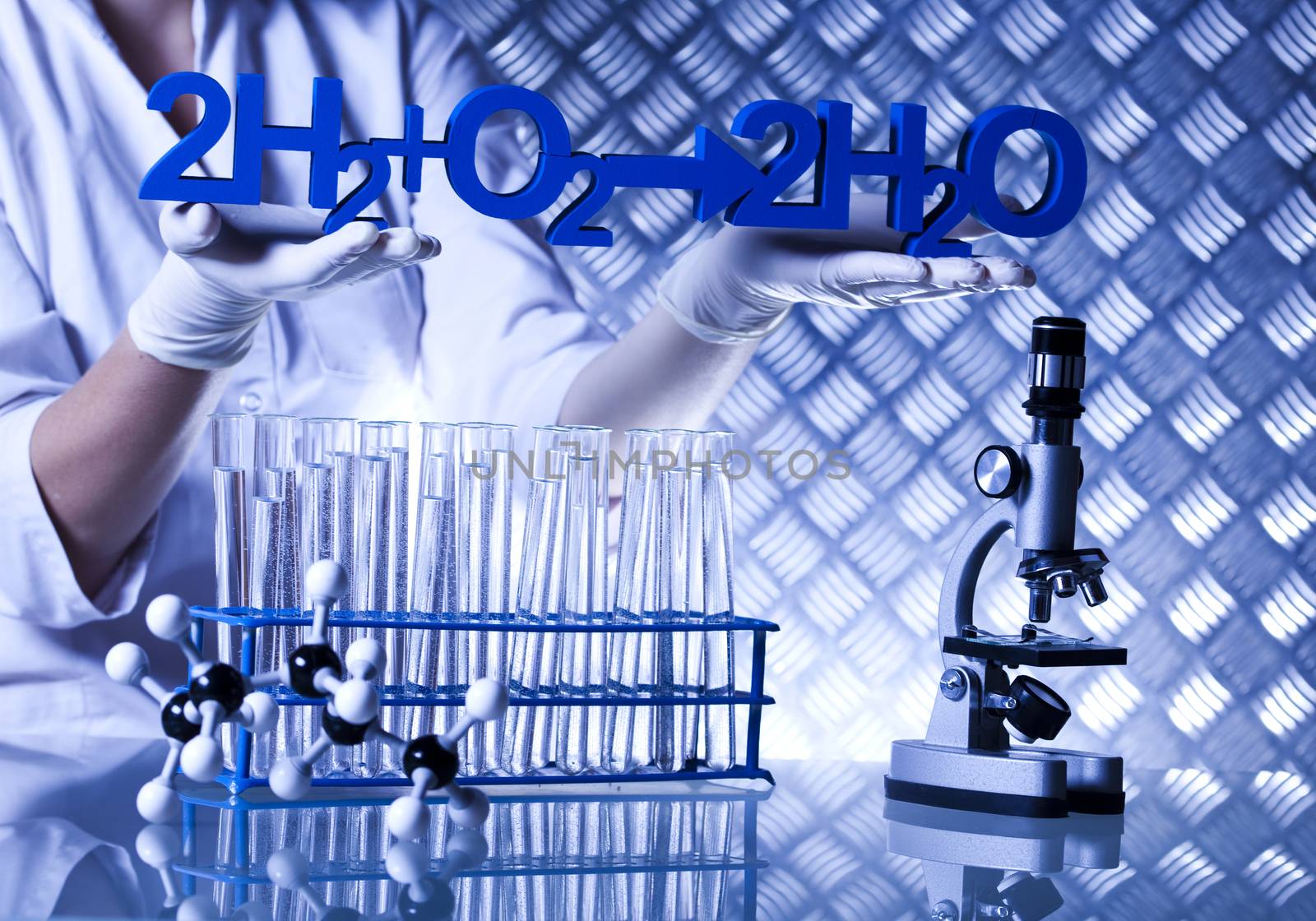 Biotechnology, Chemical laboratory glassware, bio organic modern concept