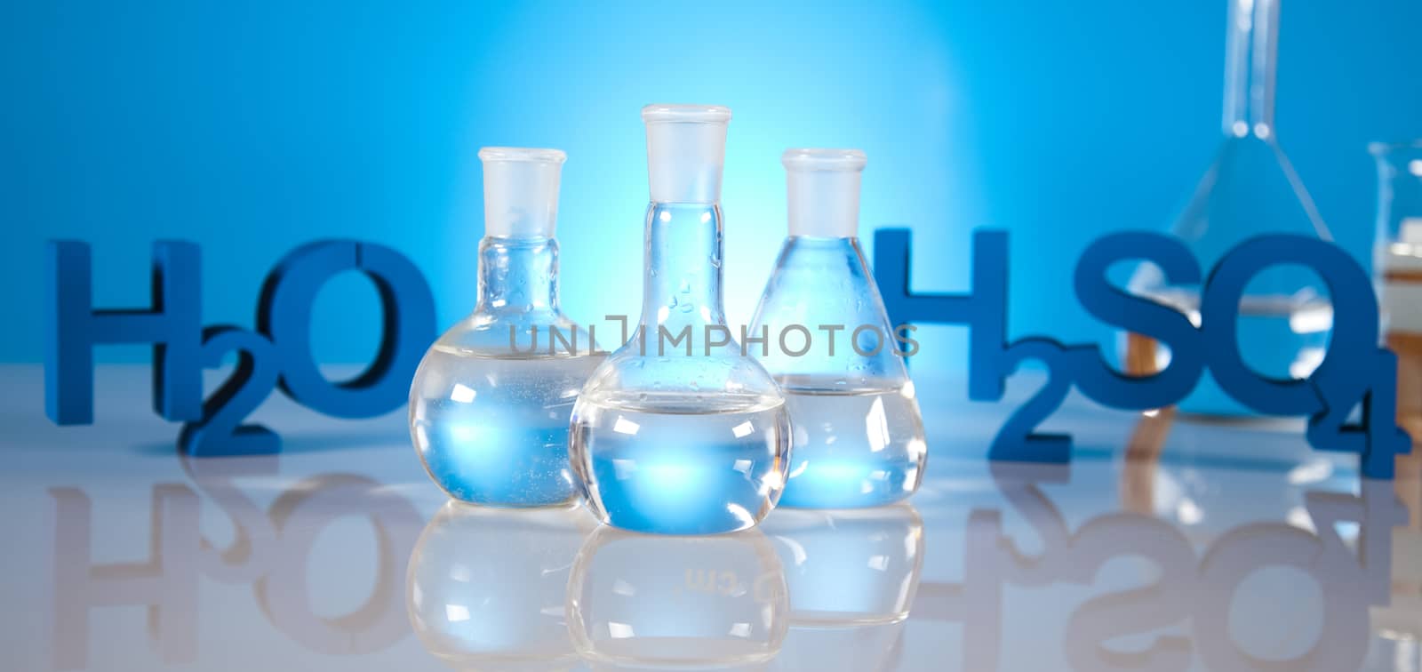 DNA molecules, atom, Laboratory glassware by JanPietruszka