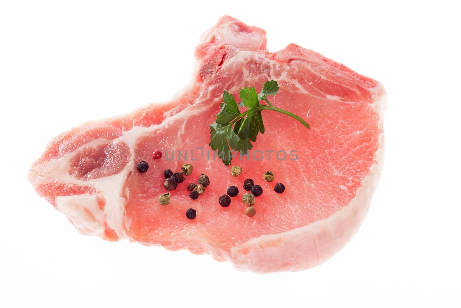 Pork chop isolated on white