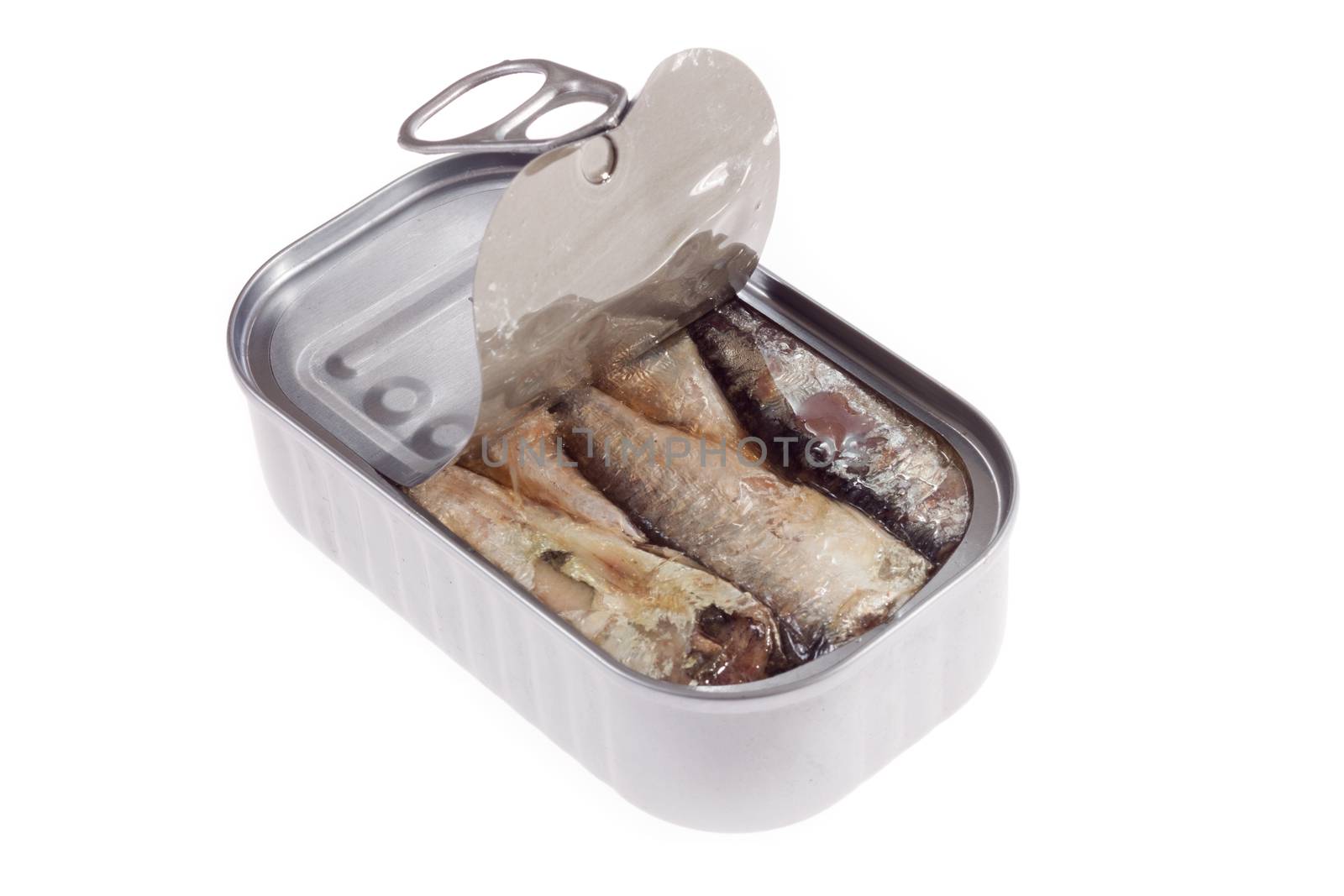 Can of sardines isolated on white