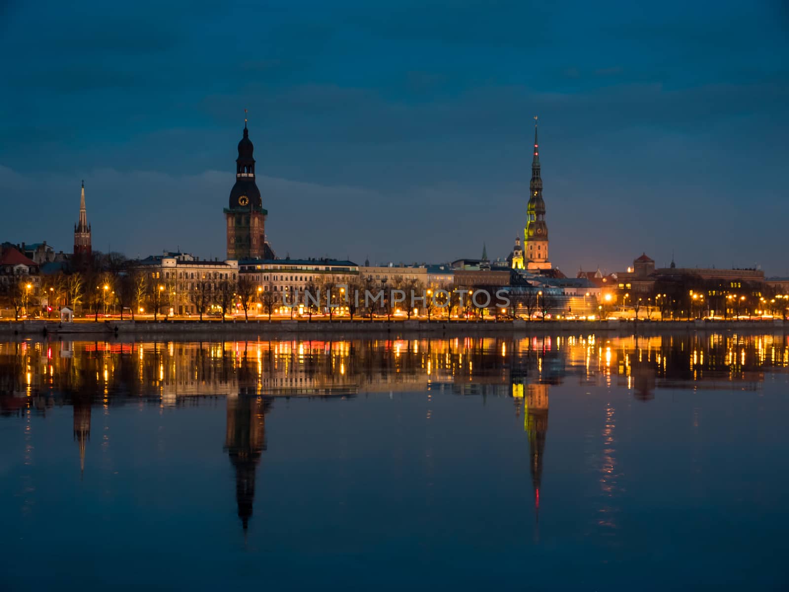 Quay of Daugava river in Riga, Latvia.