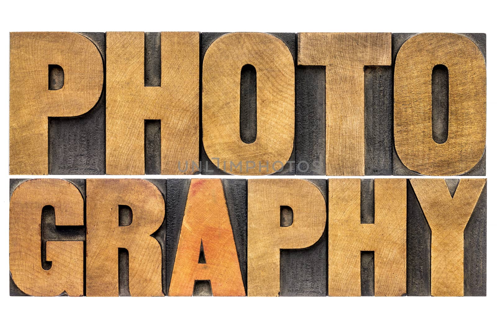 photography word abstract in wood type by PixelsAway