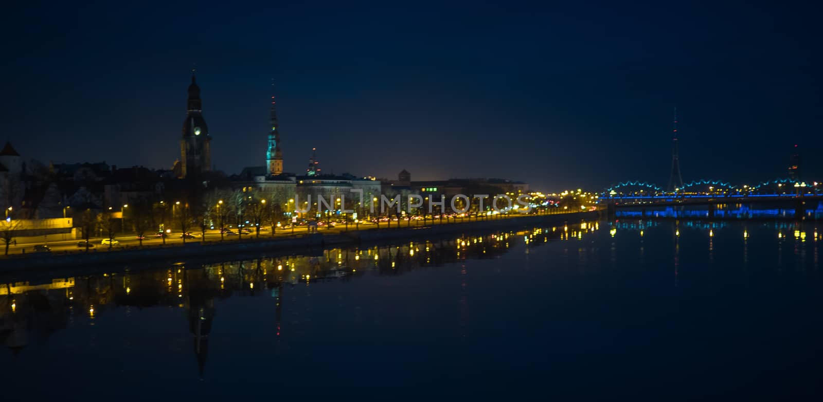 Quay of Daugava river in Riga, Latvia.