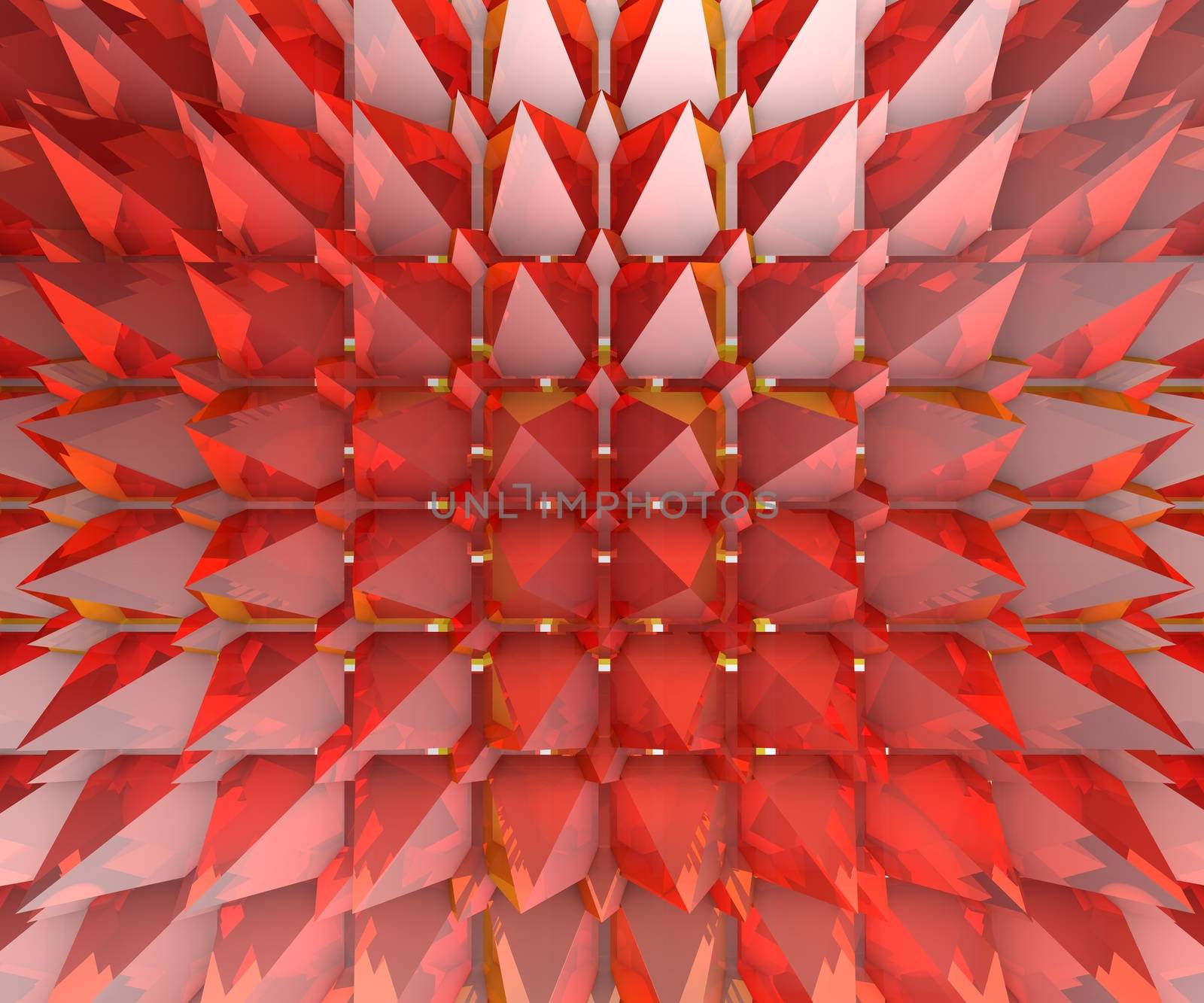 3D Red glass transparent piramids background texture