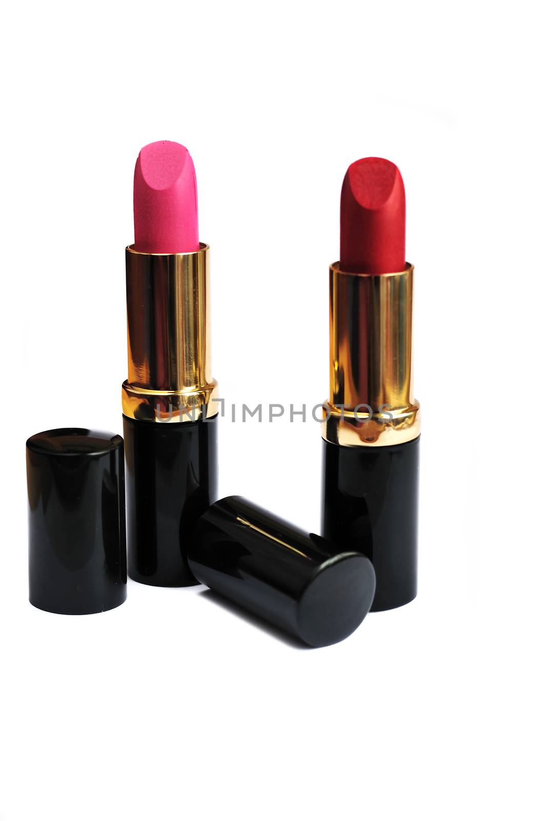 two lipsticks isolated on white background 