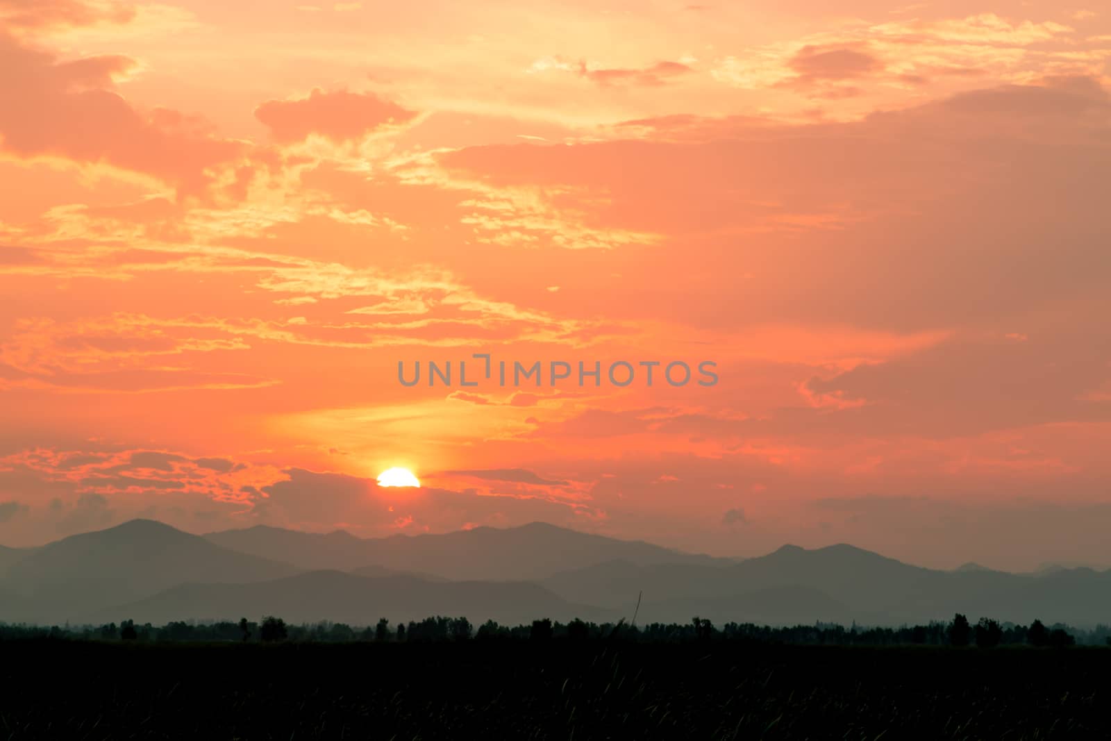 Sunset at National Park Khao Sam Roi Yot, Prachuab Khiri Khan province. Thailand